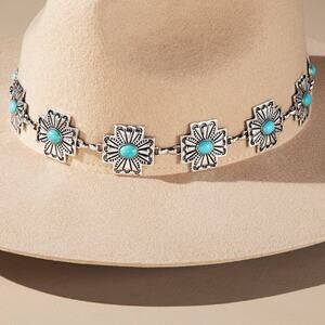 Western Cross Hat Band with Turquoise Stone